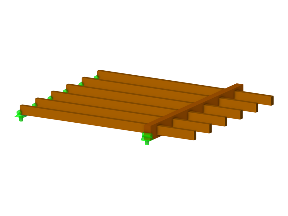 Dřevěný trámový strop podepřený průvlaky