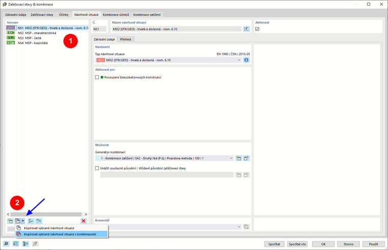 Vytvoření kopie DS1 včetně kombinací