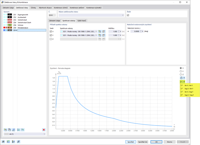 Zobrazení diagramu s logaritmickým dělením