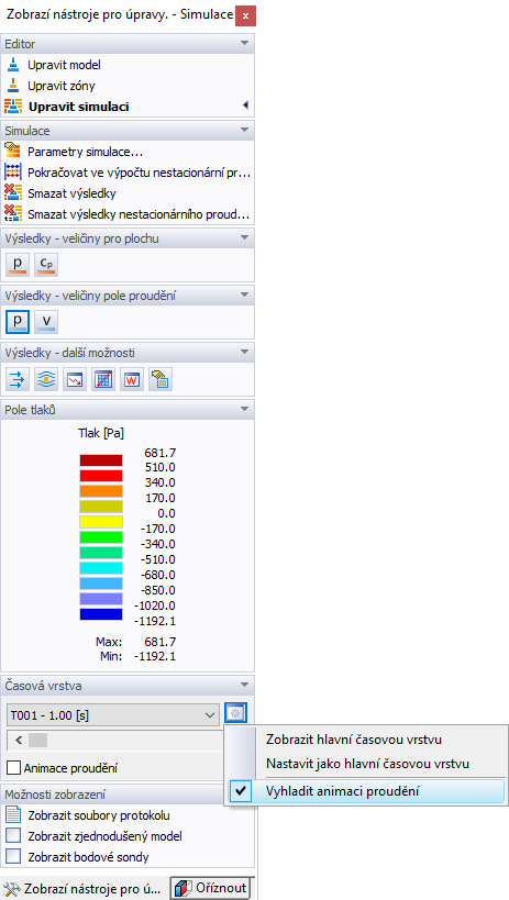 Možnosti a příkazy pro časovou vrstvu