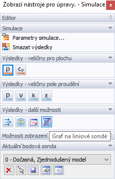 Upravit pruh, graf podél liniové sondy