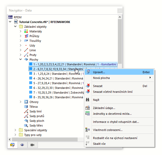 Úprava vlastností posouzení