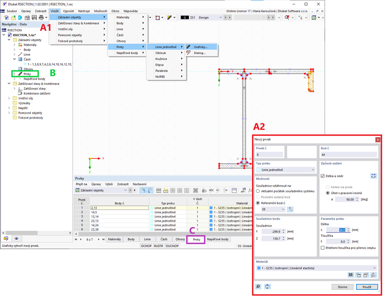 Zadání nových prvků