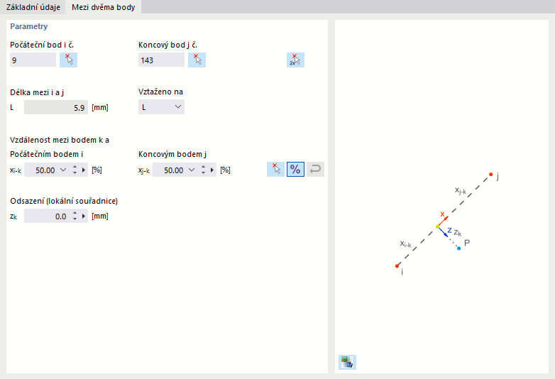 Definování bodu mezi dvěma body