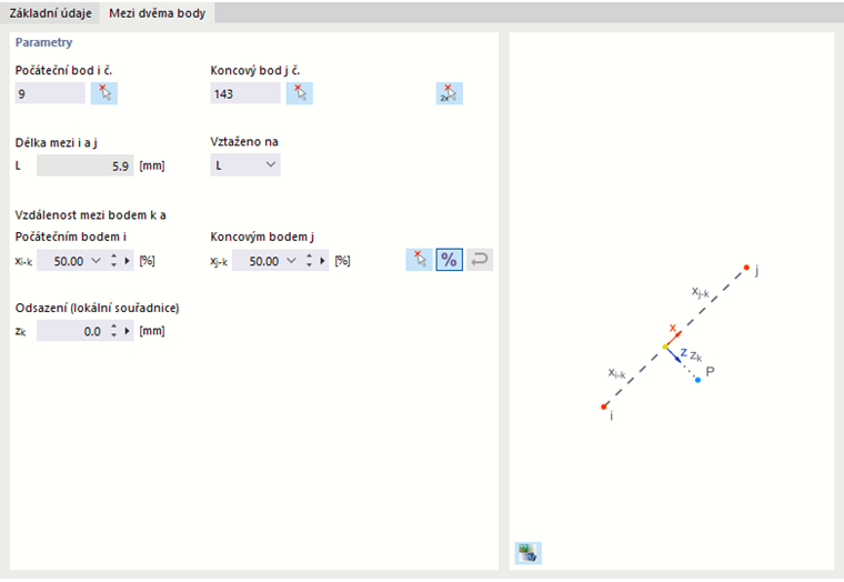 Definování bodu mezi dvěma body