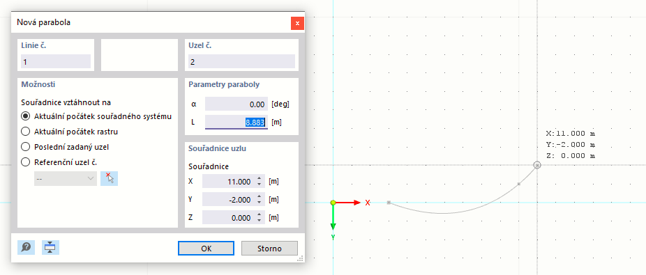 Grafické vytvoření paraboly