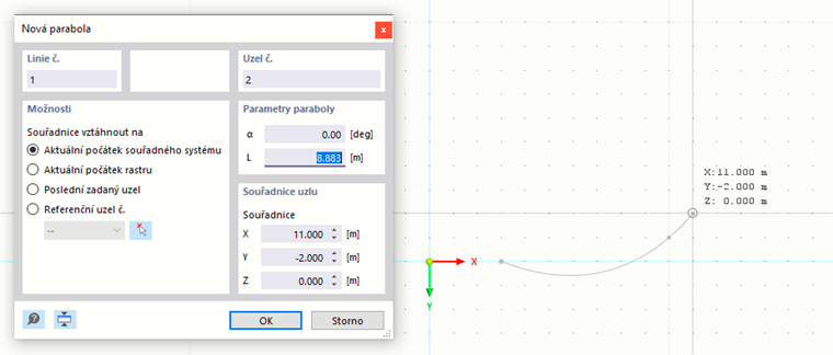 Grafické vytvoření paraboly