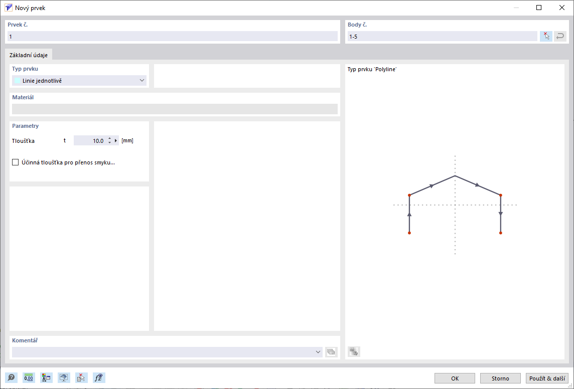 Dialog „Nový prvek“