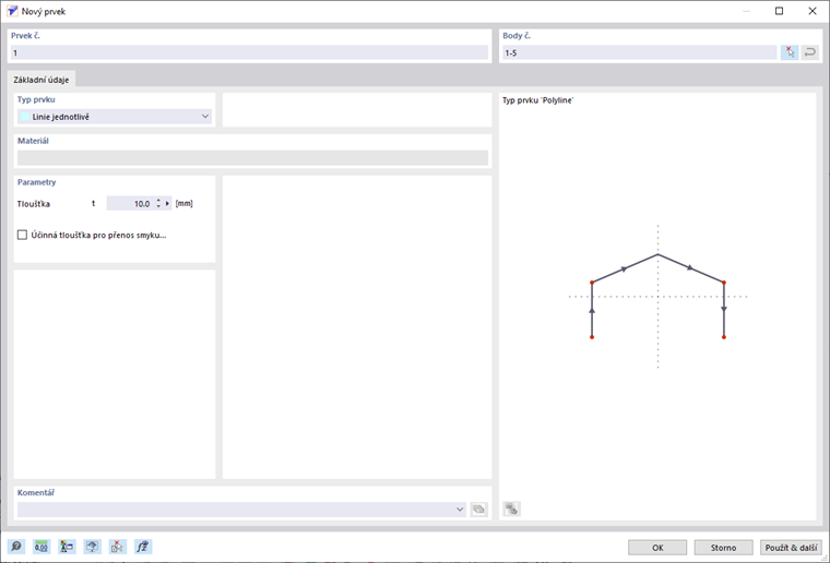 Dialog „Nový prvek“