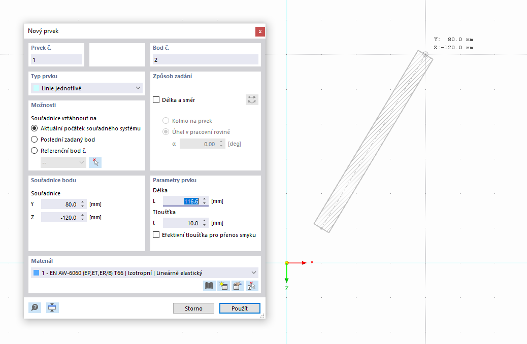 Grafické zadání prvku