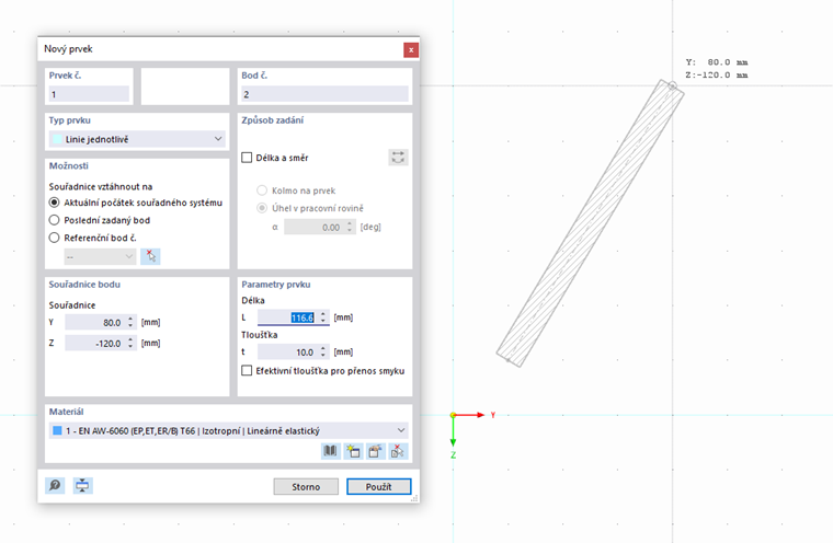 Grafické zadání prvku