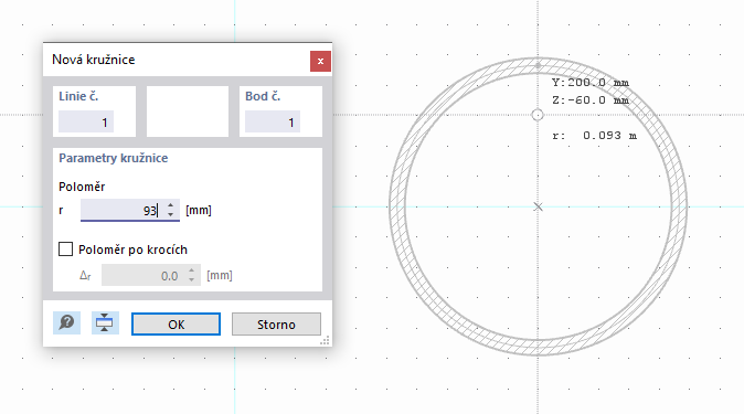 Grafické zadání kruhového prvku