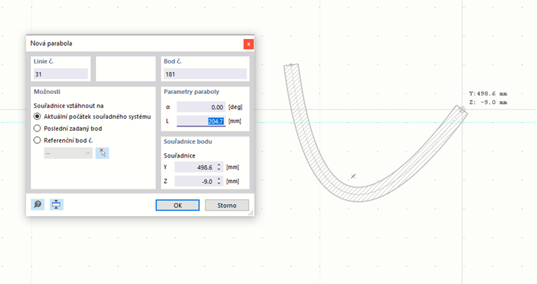 Grafické zadání parabolického prvku