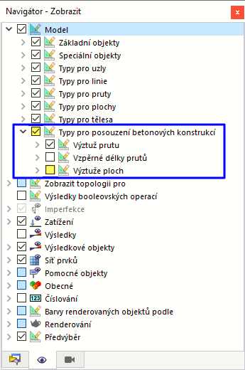Zobrazení prutové výztuže