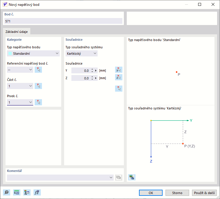 Dialog 'Nový napěťový bod'