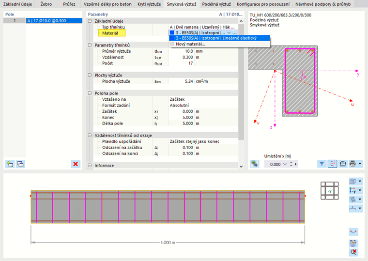 Výběr materiálu třmínků