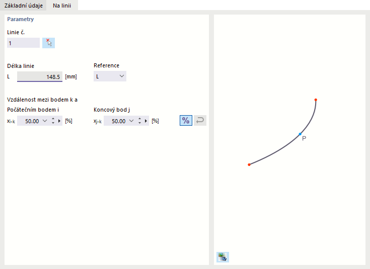 Dialog 'Nový napěťový bod', záložka 'Na prvku'