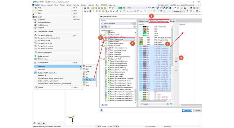 FAQ 005219 | Toto je text z Wiki pro dotaz: V programu RFEM 6 bych chtěl exportovat uzlové podporové síly několika zatěžovacích stavů..