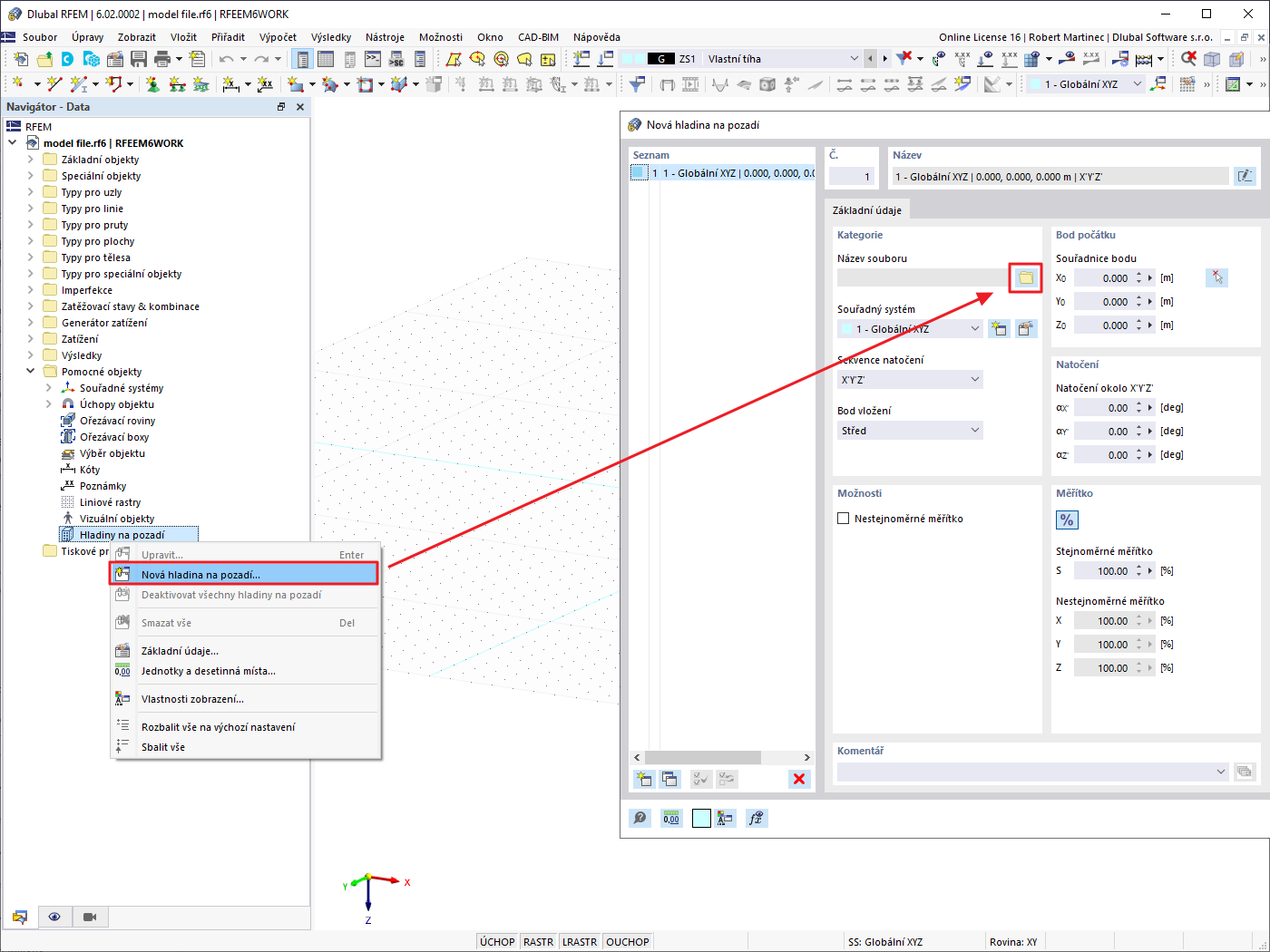 FAQ 005220 | Jak mohu v programu RFEM 6 nebo RSTAB 9 načíst soubor DXF jako hladinu na pozadí?
