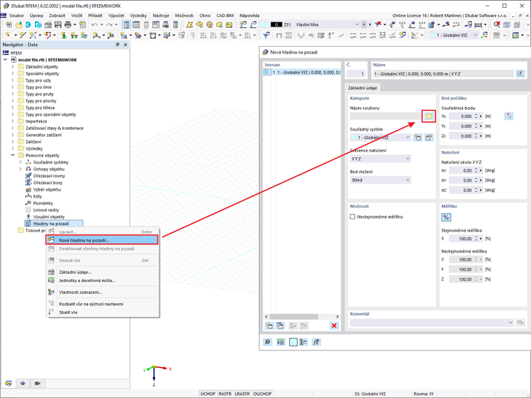 FAQ 005220 | Jak mohu v programu RFEM 6 nebo RSTAB 9 načíst soubor DXF jako hladinu na pozadí?
