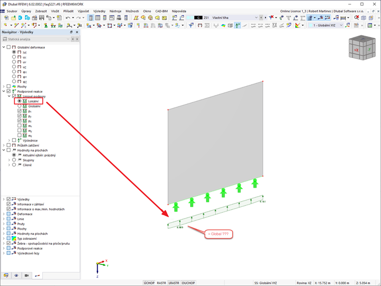FAQ 005221 | V programu RFEM 6 se u liniových podpor nezobrazují lokální podporové reakce. Jak musím postupovat, abych je získal?