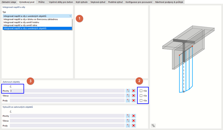 Definice parametrů integrace