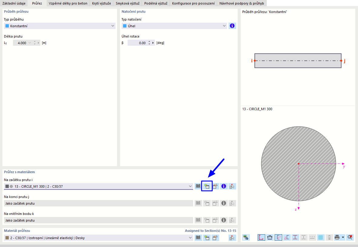 Zadání nového řezu