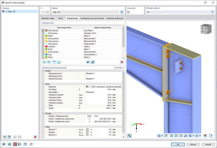 Úprava ocelového přípoje