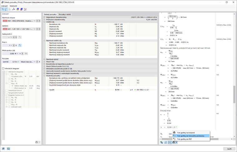Kontrola detailů sloupu pro dvouosý ohyb