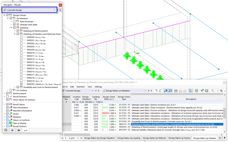 Konstrukční uspořádání žebrové výztuže po úpravě