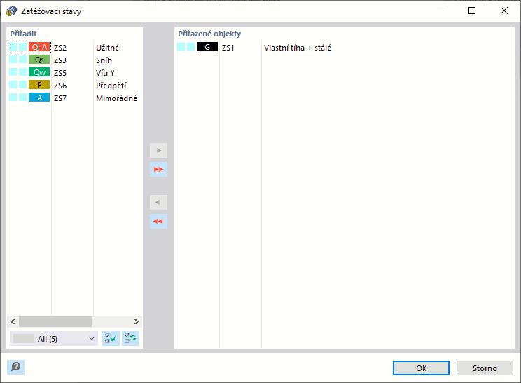 Vybrat zatěžovací stav