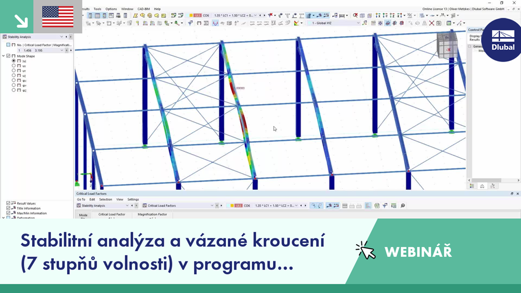 Stabilitní analýza a vázané kroucení (7 stupňů volnosti) v programu RFEM 6