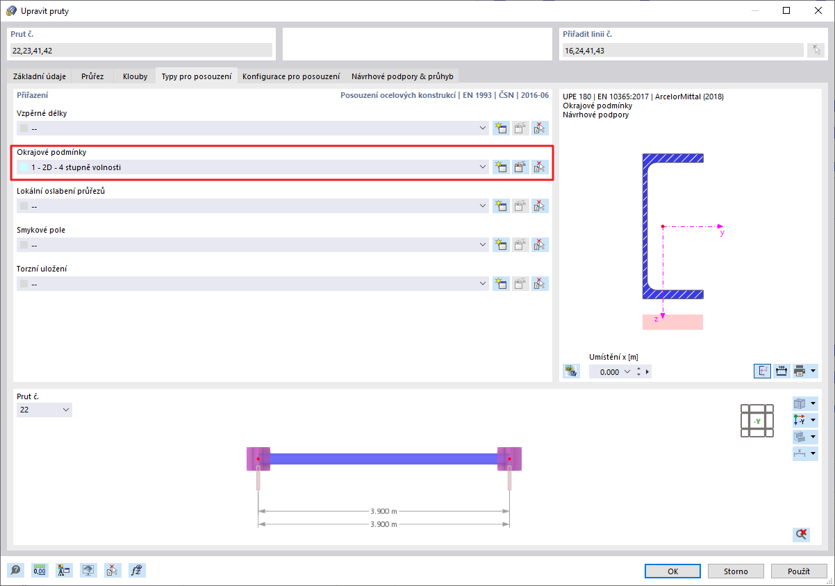 FAQ 005224 | Mám potíž s posouzením ocelové konstrukce. Pro průřez symetrický pouze podle jedné osy (UPE) mi program nechce posoudit stabilitu. Hlasí, že Metoda ná