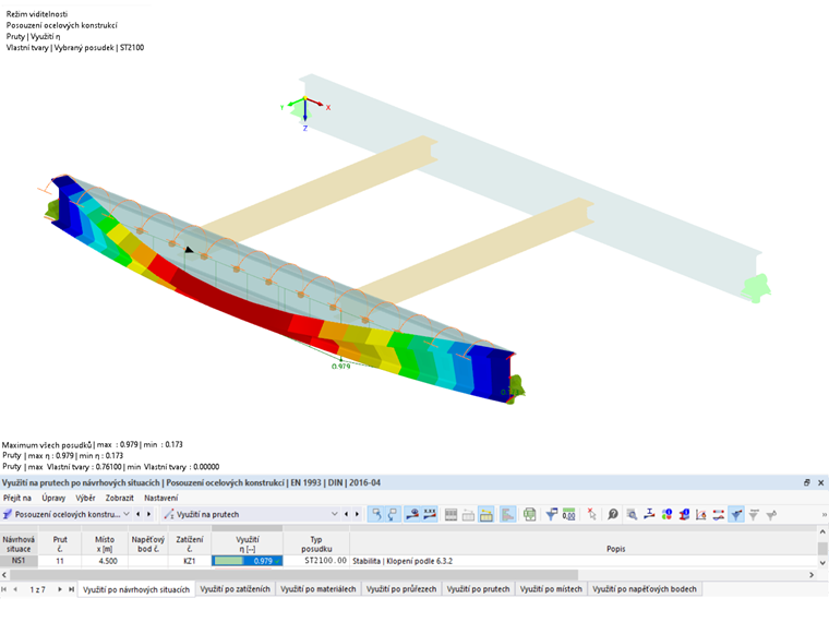 Výsledek Posouzení ocelových konstrukcí při použití spojitého torzního uložení