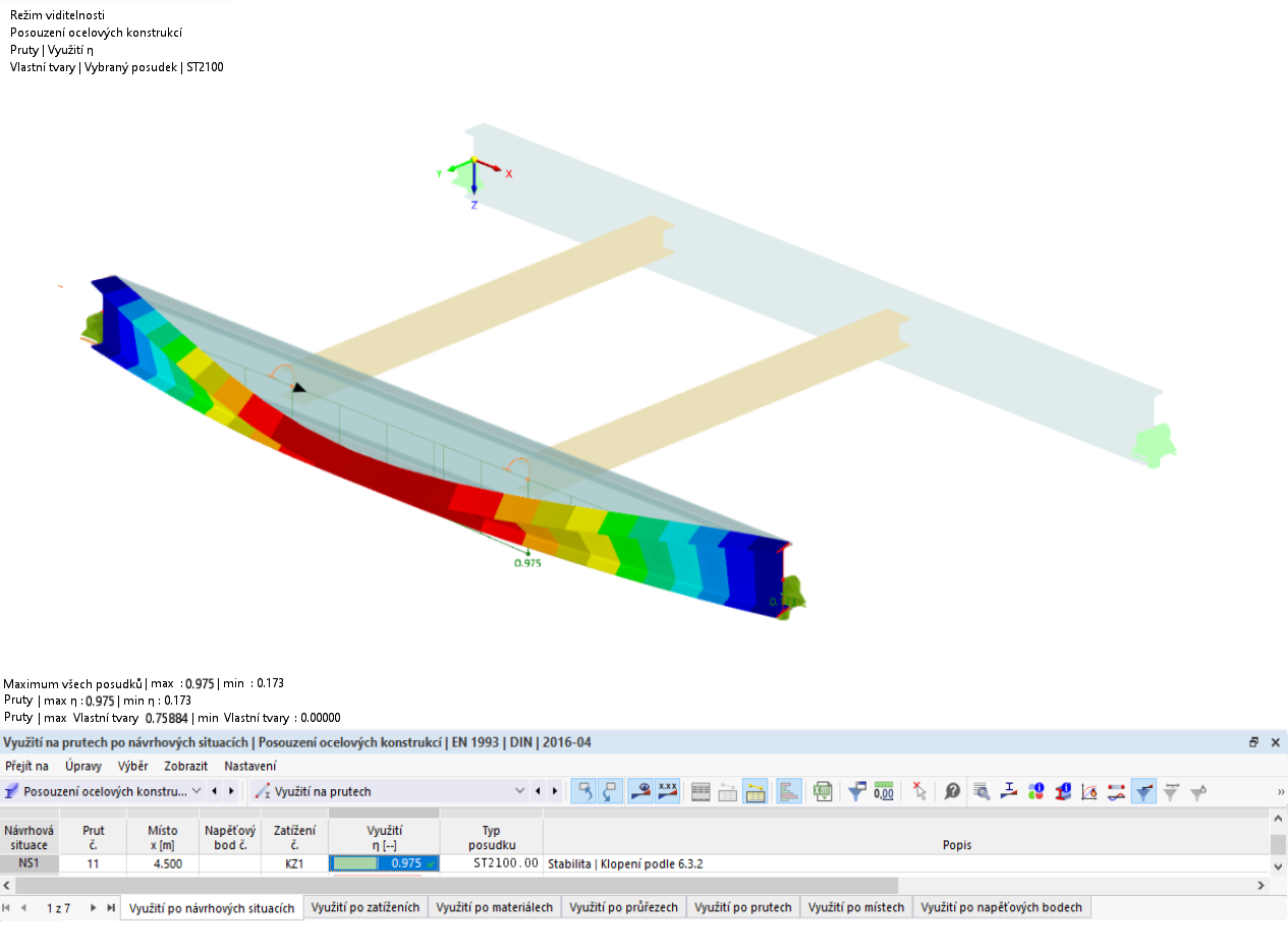 Výsledek Posouzení ocelových konstrukcí při použití nespojitého torzního uložení