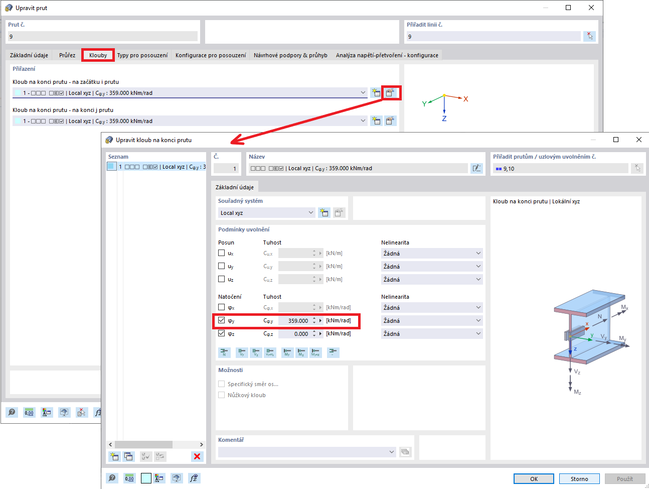 Použití torzní tuhosti z deformace průřezu hlavního nosníku Cθ,D,k úpravou kloubů na příčných nosnících