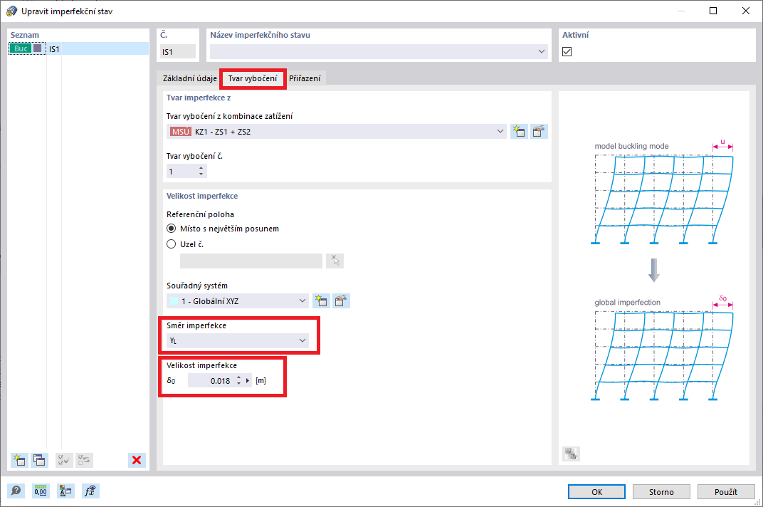 Vytvoření nového případu imperfekce