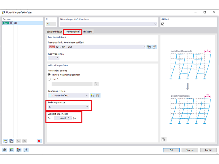 Vytvoření nového případu imperfekce
