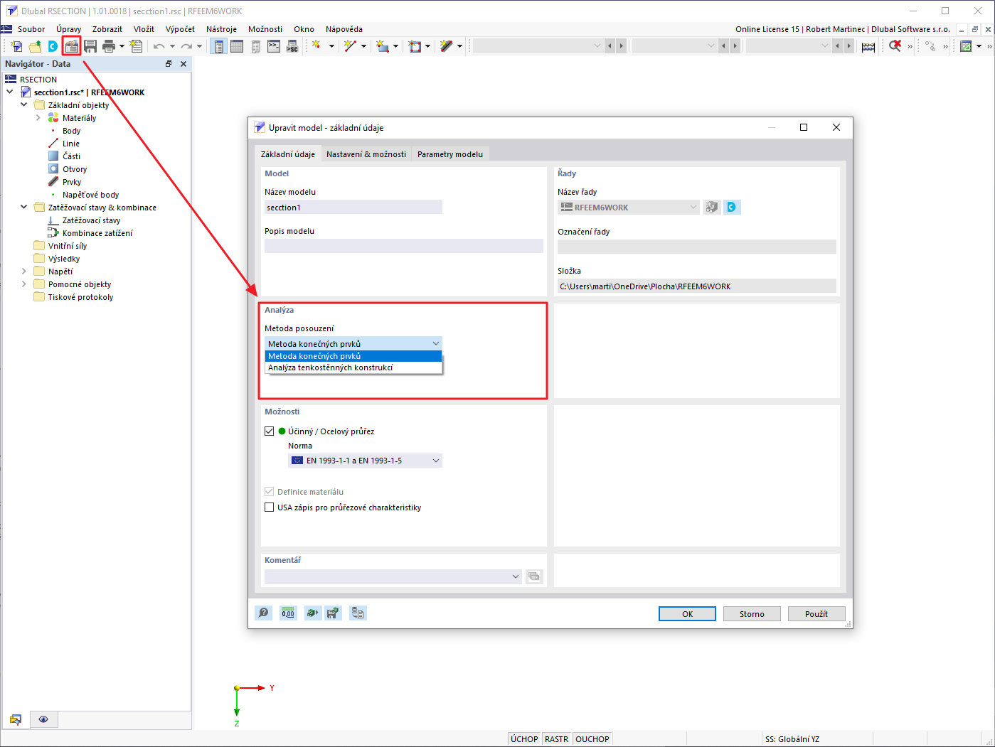FAQ 005227 | Ovlivňuje metoda posouzení vybraná v programu RSECTION posouzení průřezu v programu RFEM/RSTAB?