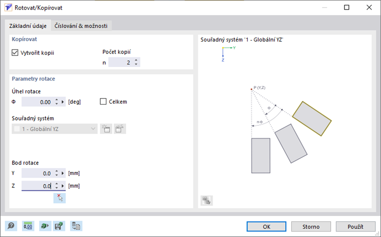 Dialog "Rotovat/Kopírovat"