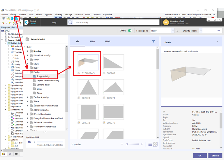 FAQ 005231 | Jak lze v programu RFEM 6 / RSTAB 9 vytvářet a otevírat bloky?