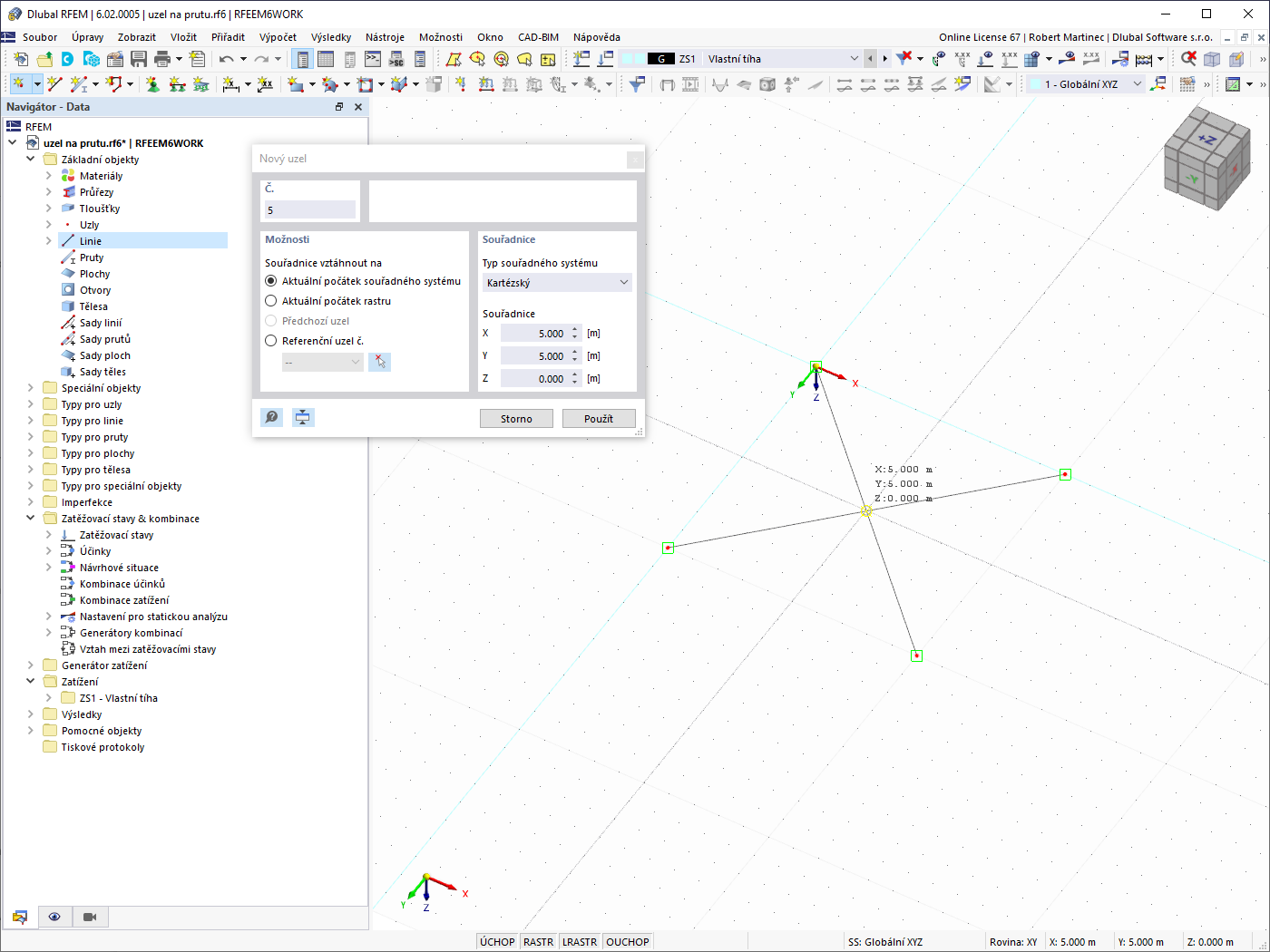 FAQ 005237 | Existuje v programu RFEM 6 způsob, jak vygenerovat uzly v průsečících bez rozdělení linie?