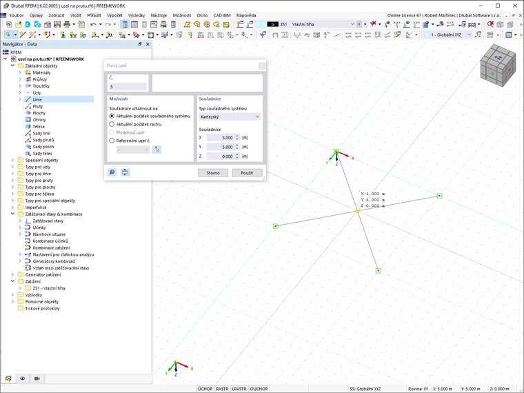 FAQ 005237 | Existuje v programu RFEM 6 způsob, jak vygenerovat uzly v průsečících bez rozdělení linie?