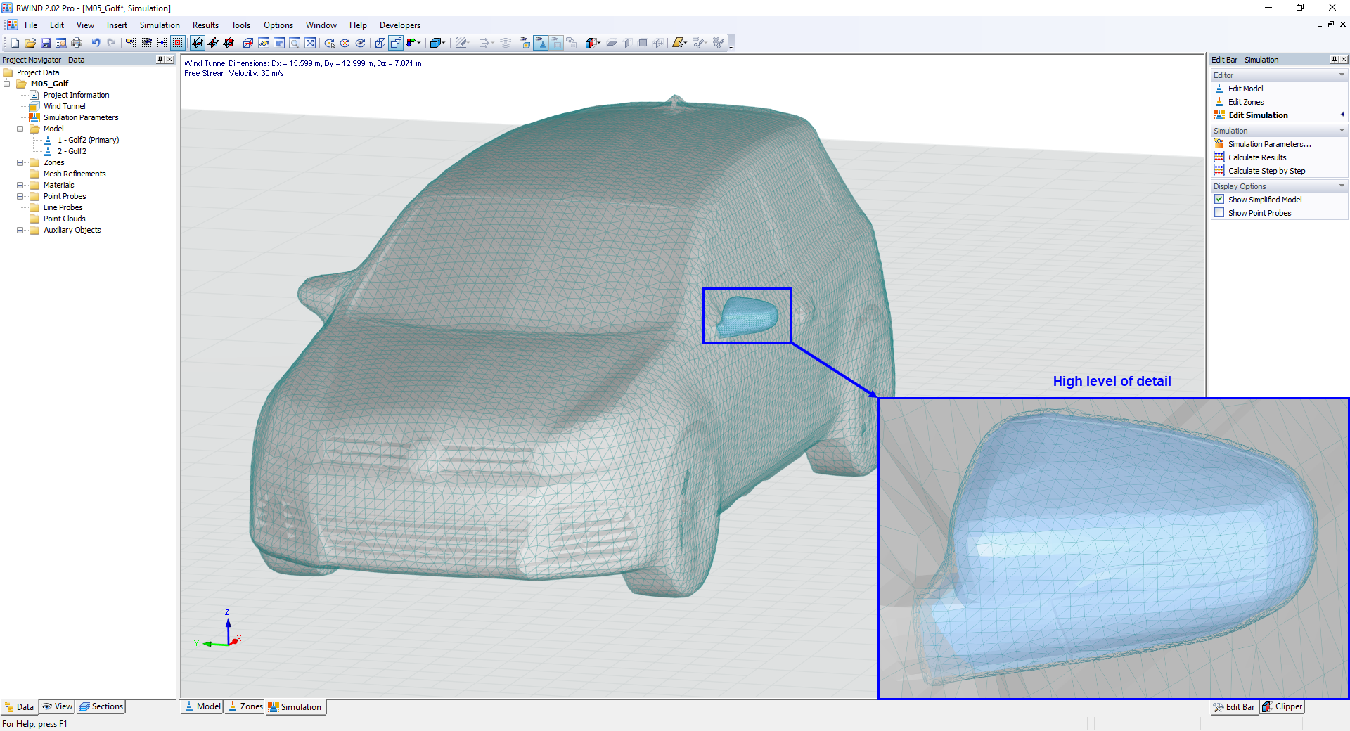 Model 2 s vysokou úrovní detailů