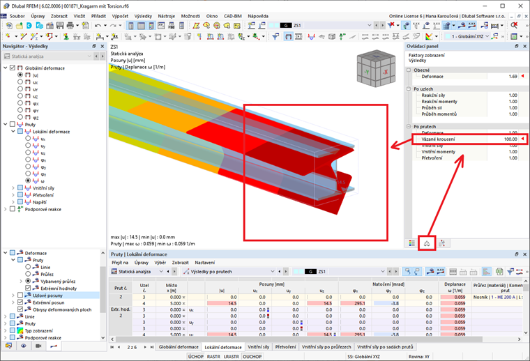 FAQ 005239 | Jak mohu zobrazit deplanaci průřezu?