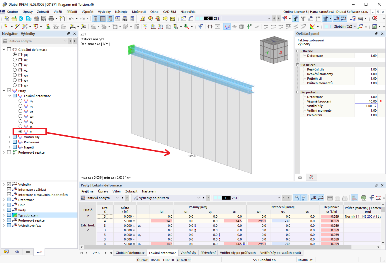 FAQ 005239 | Jak mohu zobrazit deplanaci průřezu?