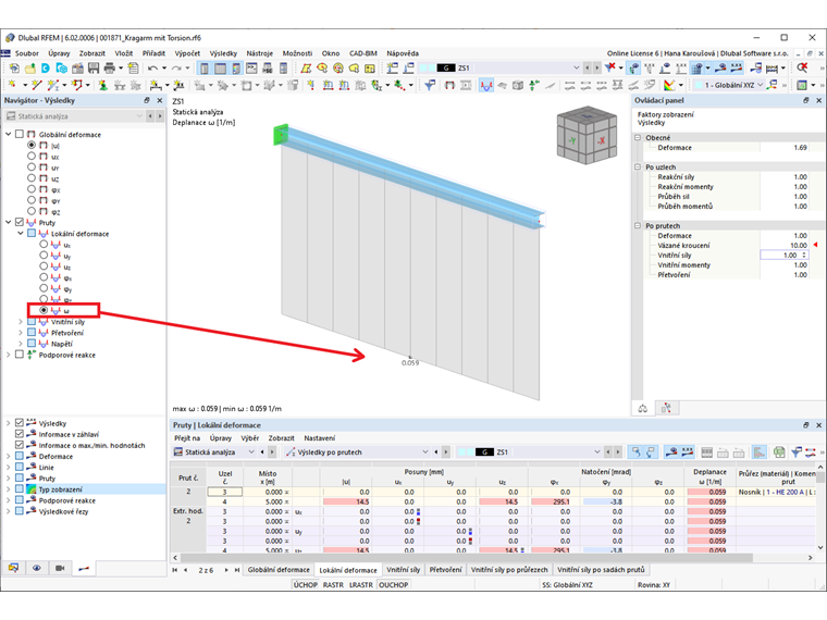 FAQ 005239 | Jak mohu zobrazit deplanaci průřezu?