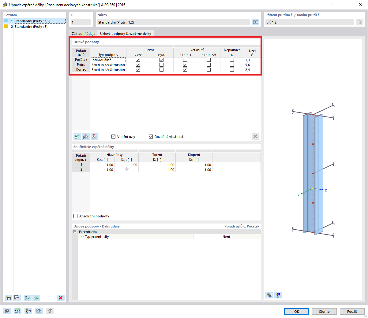 FAQ 005240 | Jak mohu v programu RFEM 6 definovat vzpěrné délky pro posouzení ocelových prutů?