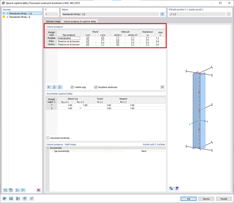 FAQ 005240 | Jak mohu v programu RFEM 6 definovat vzpěrné délky pro posouzení ocelových prutů?