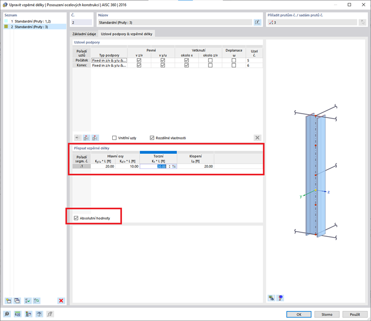FAQ 005240 | Jak mohu v programu RFEM 6 definovat vzpěrné délky pro posouzení ocelových prutů?